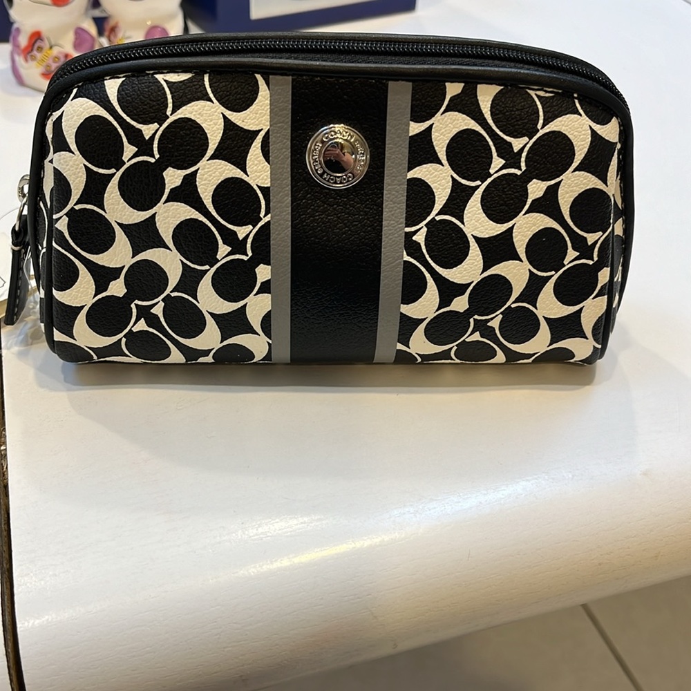 Coach Chelsea Heritage stripe cosmetic bag
